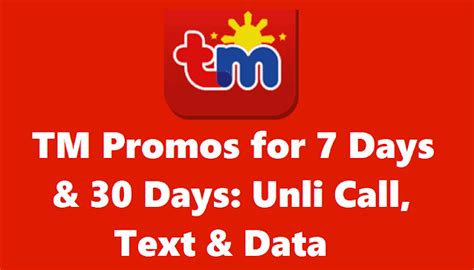 tm load philippines|TM Promos for 7 Days & 30 Days: Unli Call, Text & Data .